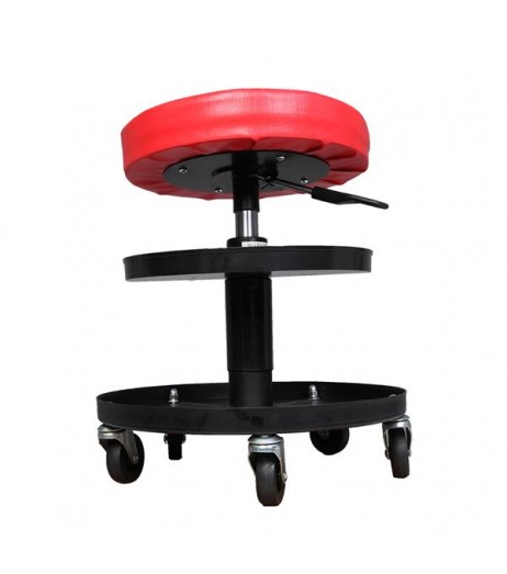 Adjustable Tool Rolling Creeper Seat Mechanic's Seat Red & Black